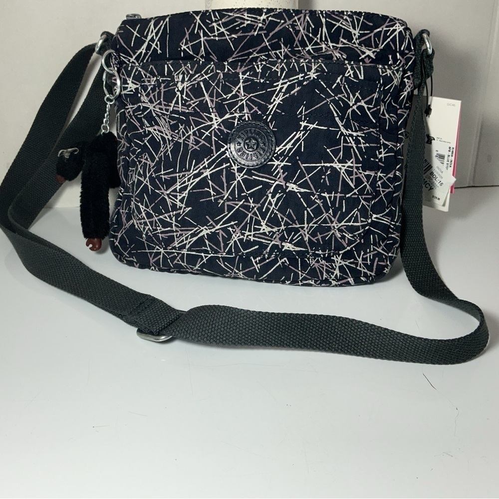 Kipling Men's Black and White Patterned Messenger Bag